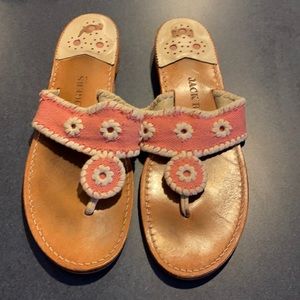Jack Rogers Pink and White Sandals Size 10